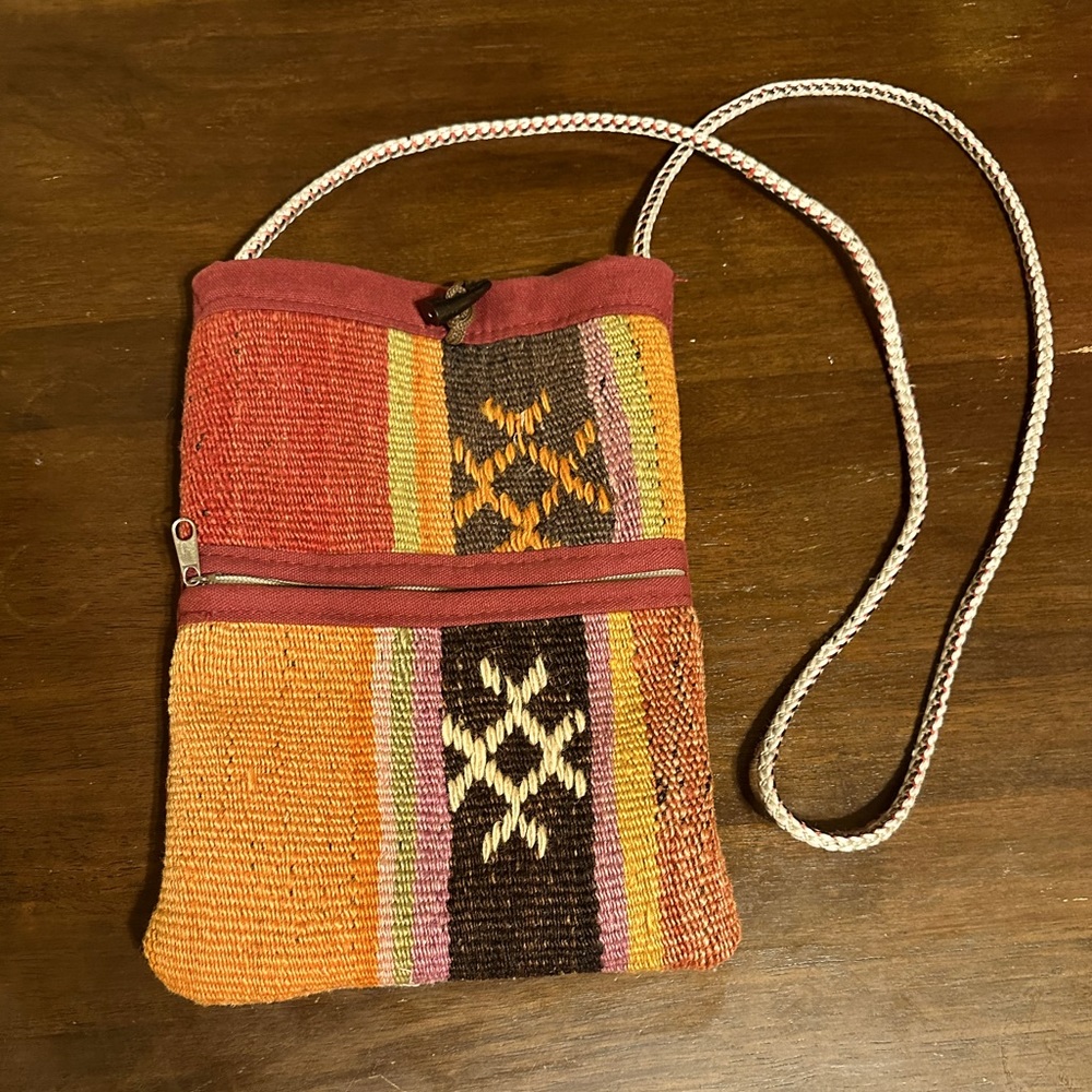 Turkish Kilim upcycled vintage unisexual Boho messenger bag